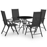 vidaXL Matgrupp för trädgården 5 delar aluminium & textilen svart
