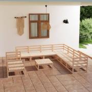vidaXL Loungegrupp 10 delar massiv furu
