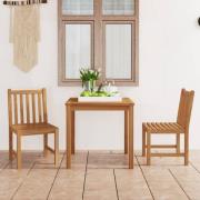 vidaXL 3-delad trädgårdsmatgrupp 80x80 cm massiv teak