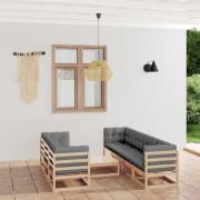 vidaXL Loungegrupp med dynor 8 delar massiv furu
