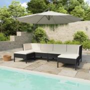 vidaXL Loungegrupp med dynor 6 delar svart konstrotting