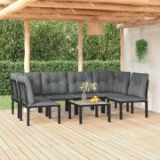 vidaXL Loungegrupp för trädgården 7 delar konstrotting grå och svart