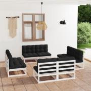 vidaXL Loungegrupp med dynor 8 delar massiv furu