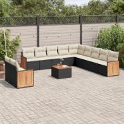 vidaXL Loungegrupp med dynor 12 delar svart konstrotting