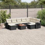 vidaXL Loungegrupp 10 delar med svarta dynor konstrotting