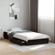 vidaXL Sängram med lådor svart 75x190 cm konstruerad trä