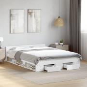 vidaXL Sängram med lådor vit 150x200 cm konstruerad trä