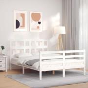 vidaXL Sängram med huvudgavel vit 120x200 cm massivt trä