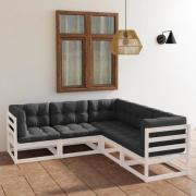 vidaXL Loungegrupp med dynor 5 delar massiv furu