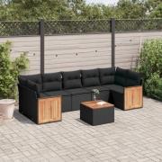 vidaXL Loungegrupp för trädgården med dynor 8 delar svart konstrotting