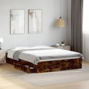 vidaXL Sängram med lådor rökfärgad ek 135x190 cm konstruerad trä