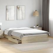 vidaXL Sängram med lådor sonoma-ek 135x190 cm konstruerat trä