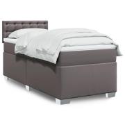 vidaXL Ramsäng med madrass grå 90x200 cm konstläder