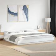 vidaXL Sängram med LEDs vit 200x200 cm konstruerat trä