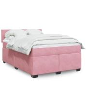 vidaXL Ramsäng med madrass mörk rosa 140x200 cm sammet