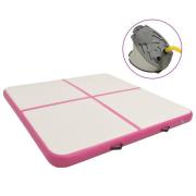 vidaXL Uppblåsbar gymnastikmatta med pump 200x200x20 cm PVC rosa