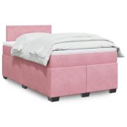 vidaXL Ramsäng med madrass rosa 120x200 cm sammet