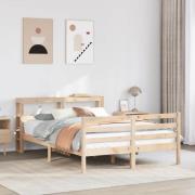 vidaXL Sängram med huvudgavel 120x190 cm massiv furu