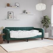 vidaXL Dagbädd med madrass mörkgrön 90x200 cm sammet