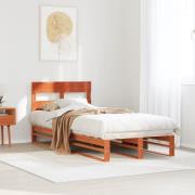 vidaXL Sängram utan madrass vaxad brun 90x190 cm massiv furu