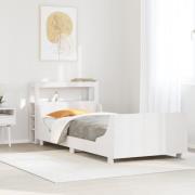 vidaXL Sängram utan madrass vit 75x190 cm massiv furu