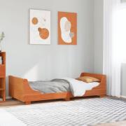 vidaXL Sängram utan madrass vaxbrun 75x190 cm massiv furu