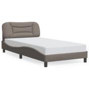 vidaXL Sängram med LED utan madrass Taupe 100x200 cm tyg