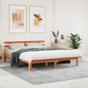 vidaXL Sängram utan madrass vaxbrun 150x200 cm massiv furu