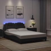 vidaXL Sängram med LED-belysning svart 120x200 cm konstläder