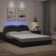 vidaXL Sängram med LED-belysning svart 160x200 cm konstläder