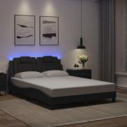 vidaXL Sängram med LED-belysning svart 140x200 cm konstläder