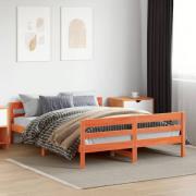 vidaXL Sängram utan madrass vaxbrun 140x200 cm massiv furu