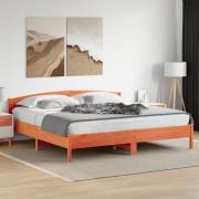 vidaXL Sängram utan madrass vaxbrun 200x200 cm massiv furu