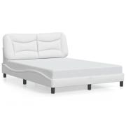 vidaXL Sängram med huvudgavel vit 140x190 cm konstläder
