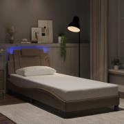 vidaXL Sängram med LEDs utan madrass cappuccino 90x200 cm
