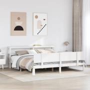 vidaXL Sängram med huvudgavel utan madrass vit 180x200 cm