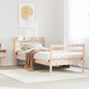 vidaXL Sängram med huvudgavel 90x190 cm massiv furu
