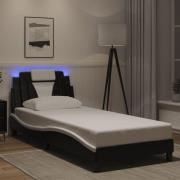vidaXL Bed Frame "Viana" with LED without Mattress Black and White 90x...