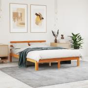 vidaXL Sängram utan madrass vaxbrun 140x200 cm massiv furu