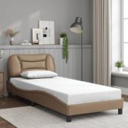 vidaXL Sängram med huvudgavel cappuccino 90x190 cm konstläder