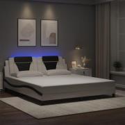 vidaXL Sängram med LED-belysning vit och svart 180x200 cm konstläder