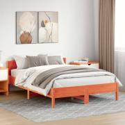 vidaXL Sängram utan madrass vaxbrun 160x200 cm massiv furu