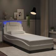 vidaXL Sängram med LED-belysning vit 90x190 cm konstläder