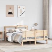 vidaXL Sängram med huvudgavel 120x190 cm massiv furu