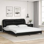 vidaXL Sängram med huvudgavel svart och vit 180x200 cm konstläder