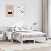 vidaXL Sängram med huvudgavel utan madrass vit 160x200 cm