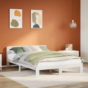 vidaXL Sängram utan madrass vit 135x190 cm massiv furu