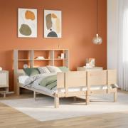 vidaXL Säng med bokhylla utan madrass 140x190cm massiv furu