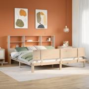 vidaXL Säng med bokhylla utan madrass 180x200cm massiv furu