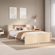 vidaXL Säng med bokhylla utan madrass 140x190cm massiv furu